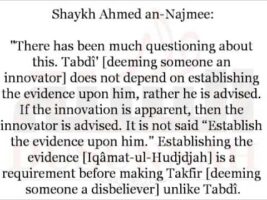Iqâmat-ul-Hudjdjah is not a condition to make Tabdî’ | Shaykh Ahmed an-Najmee